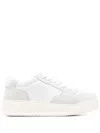 Hogan Perforated Toe Rubber Sole Suede Panels Sneakers In White