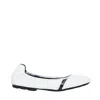 HOGAN WHITE LEATHER BALLET FLAT WITH BLACK INSERT