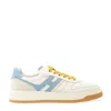 Hogan White Leather Basket Sneakers Light Blue In Multi