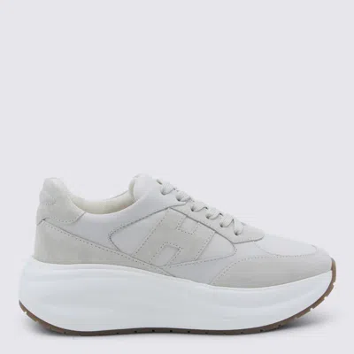 Hogan White Leather Maxi Active Sneakers In Gray