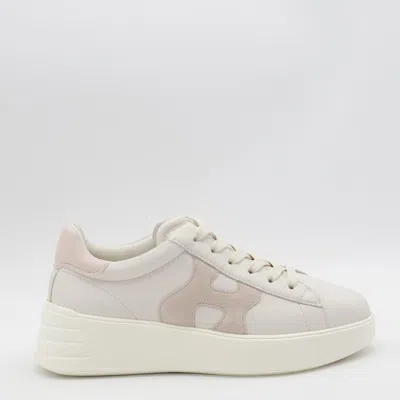 Hogan Leather Sneakers With Elevated Sole Design In Gray
