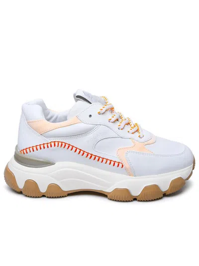 Hogan White Leather Sneakers In Beige