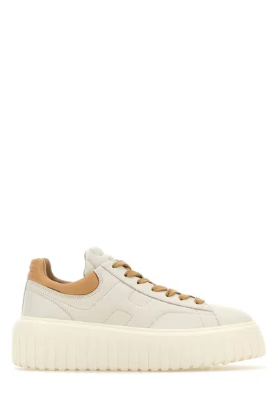 Hogan White Nappa Leather H-stripes Sneakers