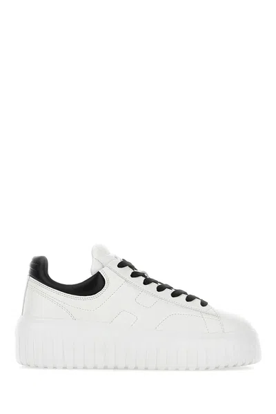 Hogan White Nappa Leather H-stripes Sneakers In Multi