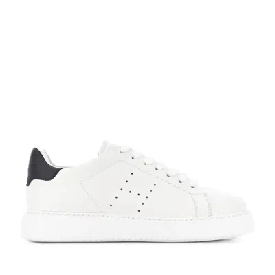 Hogan White Perforated Leather Textured Sole Sneakers In Multi