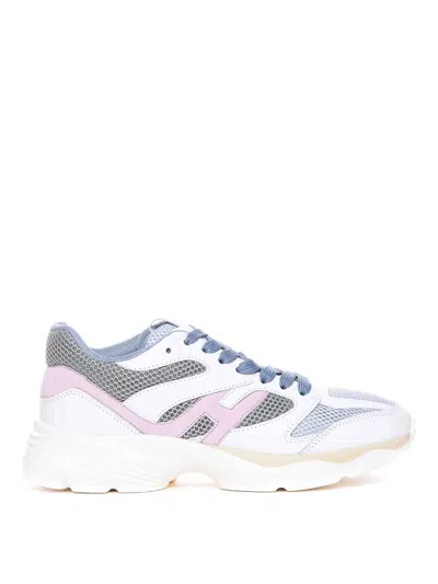 Hogan White Pink And Light Blue H Sneakers