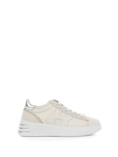 Hogan White Rebel Sneakers In Bouclé Fabric