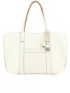 Hogan White Spacious Structured Metallic Lock Tote In White