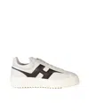 Hogan White/brown H-stripes Sneakers In Multi
