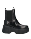 Hogan Woman Ankle Boots Black Size 11 Leather In Black