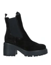 Hogan Woman Ankle Boots Black Size 6 Soft Leather, Elastic Fibres