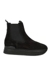 Hogan Woman Ankle Boots Black Size 6.5 Soft Leather, Elastic Fibres