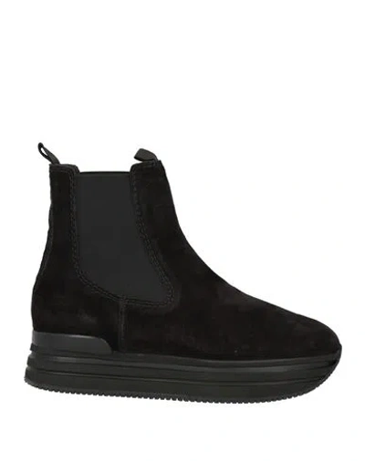 Hogan Woman Ankle Boots Black Size 6.5 Soft Leather, Elastic Fibres