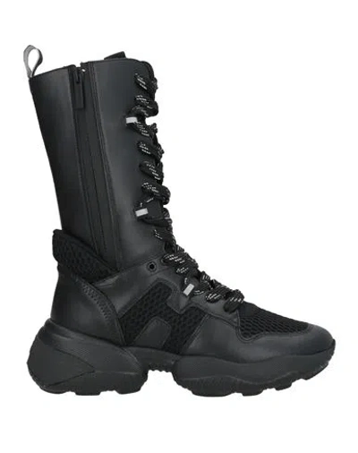 Hogan Woman Ankle Boots Black Size 7 Leather, Textile Fibers