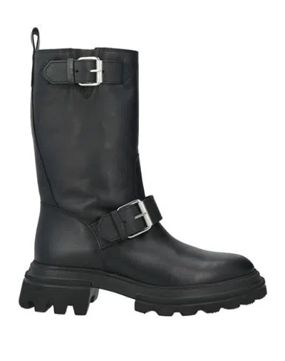 Hogan Woman Ankle Boots Black Size 7.5 Leather