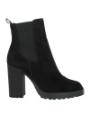 Hogan Woman Ankle Boots Black Size 8 Leather In Black