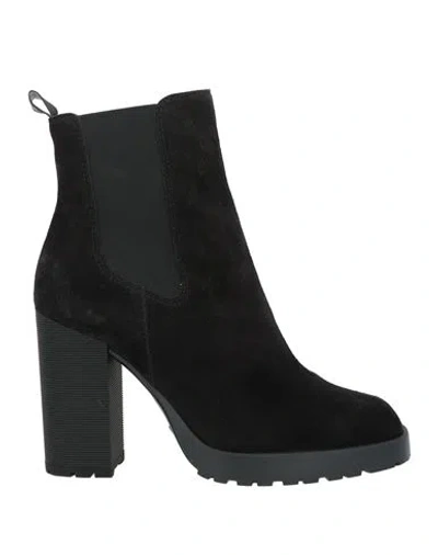 HOGAN HOGAN WOMAN ANKLE BOOTS BLACK SIZE 8 LEATHER
