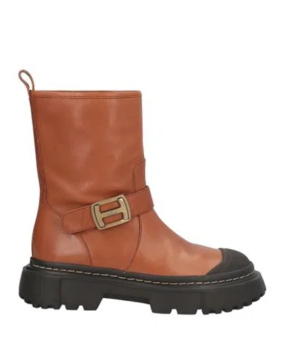 Hogan Woman Ankle Boots Brown Size 8 Leather