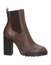 Hogan Woman Ankle Boots Cocoa Size 10 Soft Leather In Brown