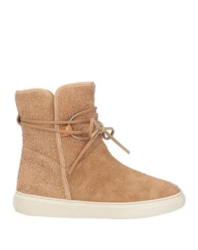 Hogan Woman Ankle Boots Camel Size 6 Leather In Beige