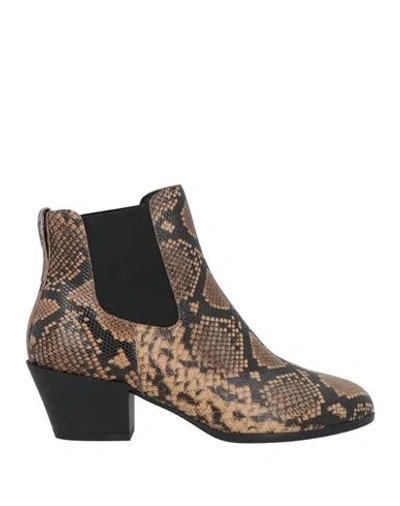Hogan Woman Ankle Boots Camel Size 6 Soft Leather In Beige
