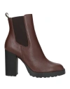 Hogan Woman Ankle Boots Cocoa Size 10 Soft Leather In Brown