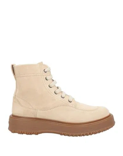 Hogan Woman Ankle Boots Cream Size 7 Leather In Neutral