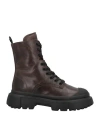 Hogan Woman Ankle Boots Dark Brown Size 5.5 Leather, Textile Fibers In Brown