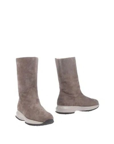 Hogan Woman Ankle Boots Grey Size 7 Shearling In Multi