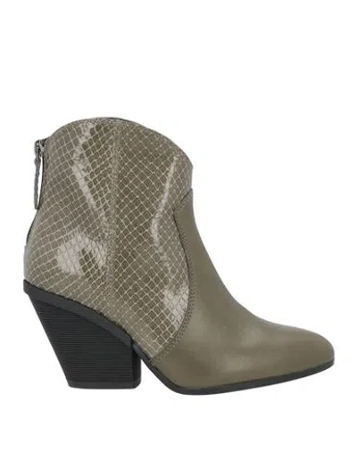 Hogan Woman Ankle Boots Military Green Size 6 Soft Leather
