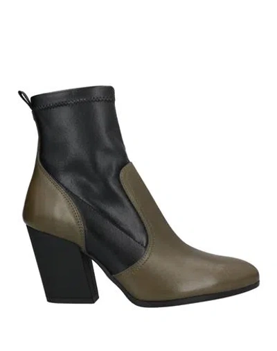 Hogan Woman Ankle Boots Military Green Size 8 Soft Leather