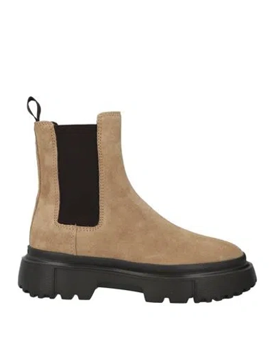 Hogan Woman Ankle Boots Sand Size 5 Leather In Beige
