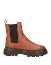 Hogan Chunky Sole Leather Ankle Boots In Brown