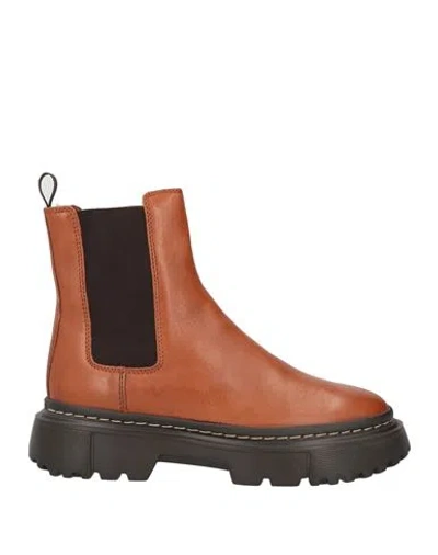 HOGAN HOGAN WOMAN ANKLE BOOTS TAN SIZE 7.5 LEATHER