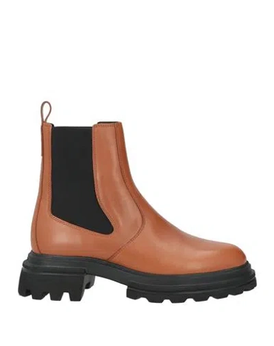 Hogan Woman Ankle Boots Tan Size 9 Leather In Brown