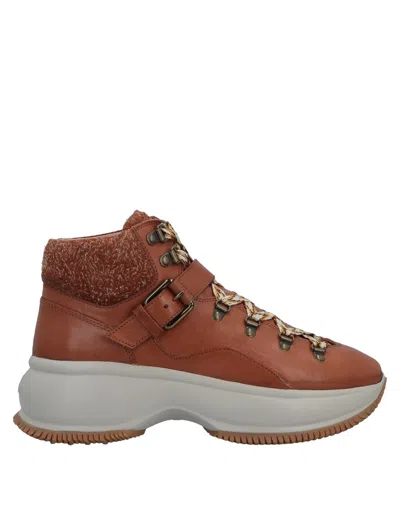 HOGAN HOGAN WOMAN ANKLE BOOTS TAN SIZE 9 SOFT LEATHER