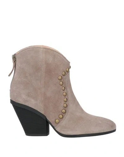 Hogan Woman Ankle Boots Taupe Size 6.5 Leather In Gray