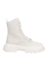 Hogan Woman Ankle Boots White Size 7.5 Leather, Textile Fibers