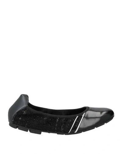 Hogan Woman Ballet Flats Black Size 7 Textile Fibers, Leather