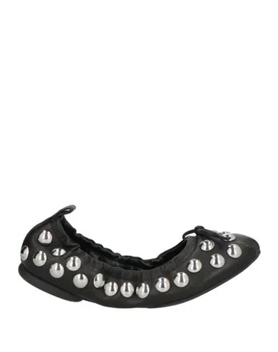 Hogan Woman Ballet Flats Black Size 7.5 Leather