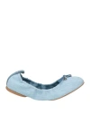 Hogan Woman Ballet Flats Blue Size 8 Textile Fibers In Blue