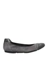 Hogan Woman Ballet Flats Lead Size 5.5 Soft Leather In Grey