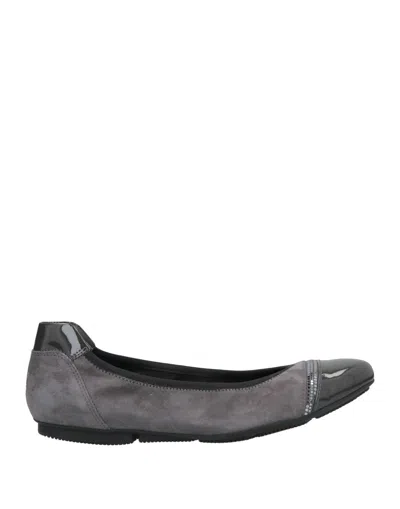 Hogan Woman Ballet Flats Lead Size 5.5 Soft Leather In Grey