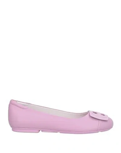 Hogan Woman Ballet Flats Lilac Size 8 Leather In Purple