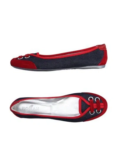 Hogan Woman Ballet Flats Midnight Blue Size 8 Textile Fibers, Leather