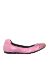 Hogan Woman Ballet Flats Pink Size 8.5 Soft Leather, Textile Fibers