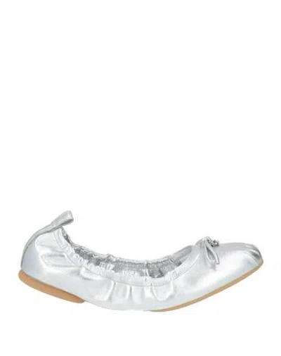 Hogan Woman Ballet Flats Silver Size 8.5 Leather