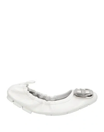Hogan Woman Ballet Flats White Size 6 Leather