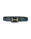 Hogan Woman Belt Midnight Blue Size 30 Leather In Gray