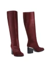 Hogan Woman Boot Burgundy Size 7.5 Leather In Red